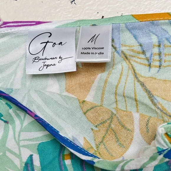 Goa Beachwear by Japna Beach Dress Womens Medium Tropical Swim Cover Up Floral - Picture 7 of 10